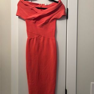 Aritzia Asymmetrical Off-Shoulder Bodycon Midi Dress